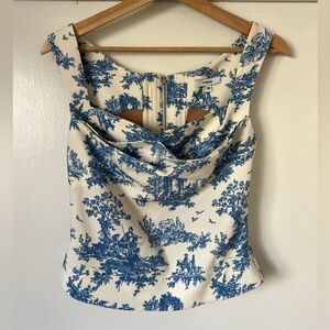 Miaou Blue Toile Corset Top